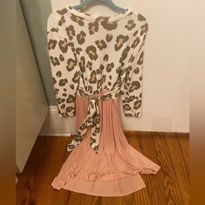 Pink and Cream leopard print maternity dress